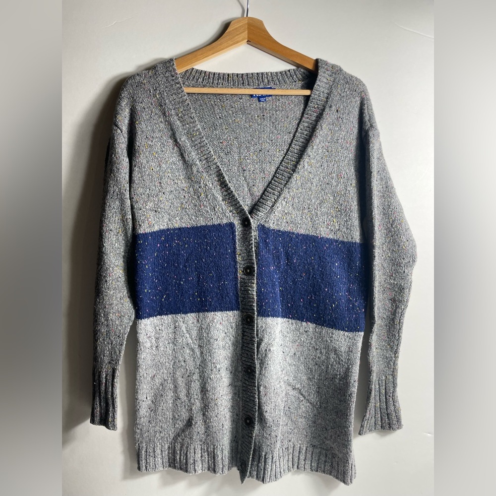 Keds Gray and Blue Button-Up Cardigan Button Up Long Sleeve Size S